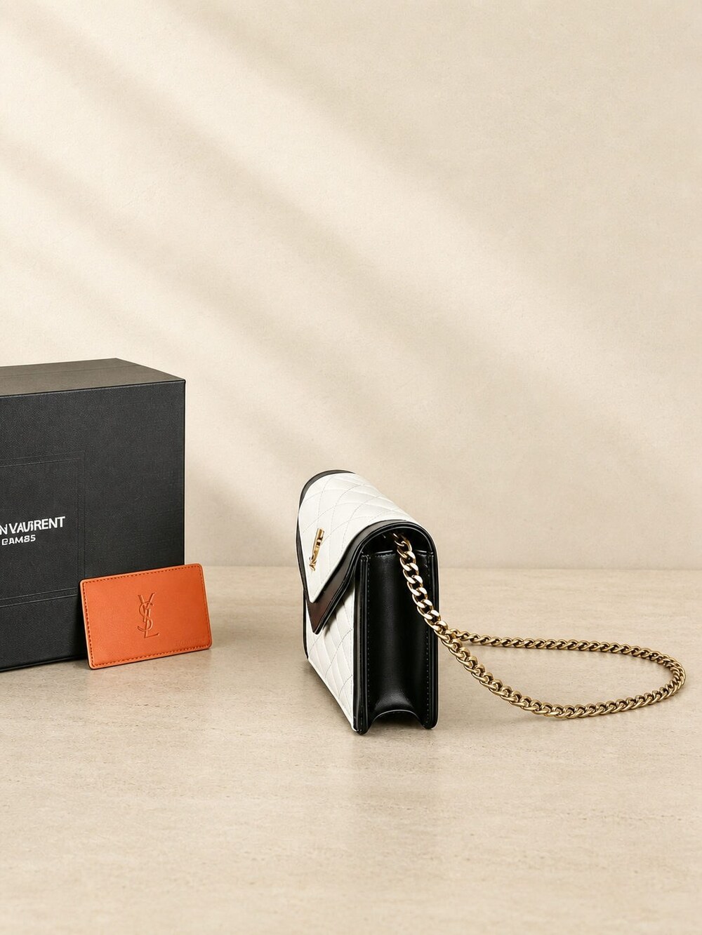 Yves Saint Laurent Gaby Mini Black and White Quilted Chain Bag - Picture 7 of 7